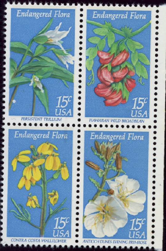 Scott 1783 to 1786 15 Cent Stamps Endangered Flora