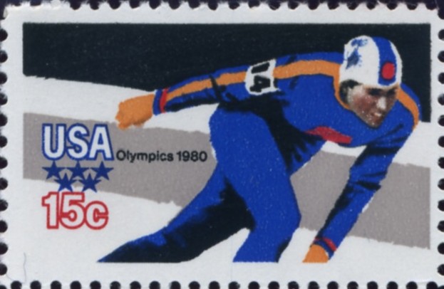 Scott 1795 15 Cent Stamp 1980 Winter Olympics Skater