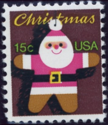 Scott 1800 15 Cent Christmas Stamp Gingerbread Santa