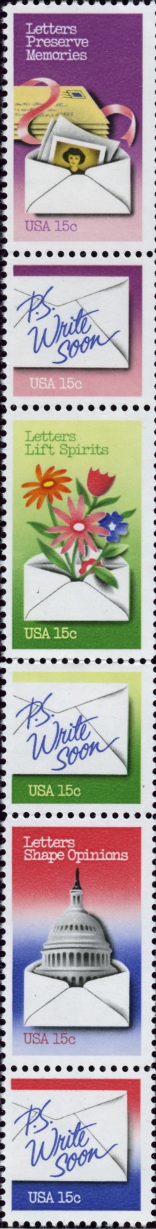 Scott 1805 to 1810 15 Cent Stamps Letter Writing