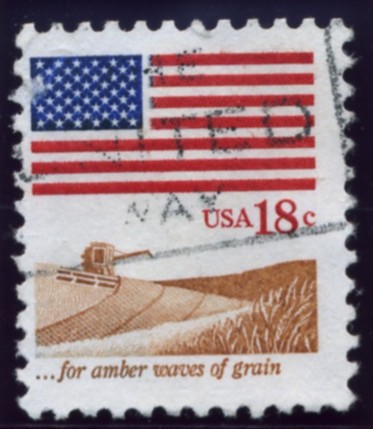 Scott 1890 18 Cent Definitive Stamp Flag Amber Waves Of Grain