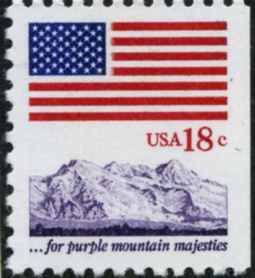Scott 1893 18 Cent Definitive Stamp Flag Purple Mountain Majesties