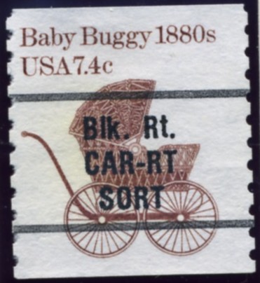 Scott 1902 7.4 Cent Bulk Rate Precanceled Coil Stamp Baby Buggy