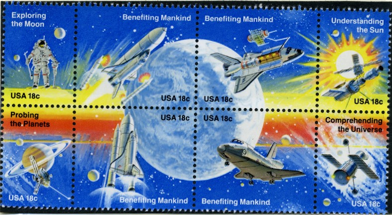 Scott 1912 to 1919 18 Cent Stamps Space Exploration