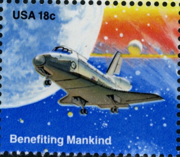 Scott 1918 18 Cent Stamp Space Exploration Shuttle Landing Gear Down