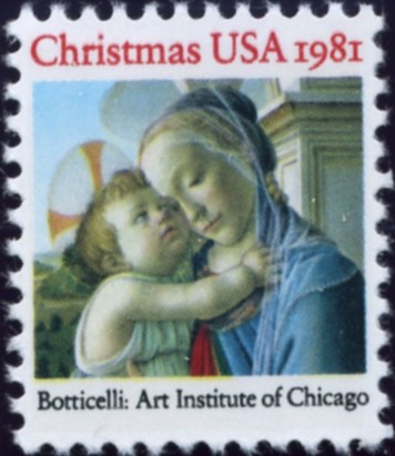 Scott 1939 20 Cent Christmas Stamp Madonna and Child by Botticelli