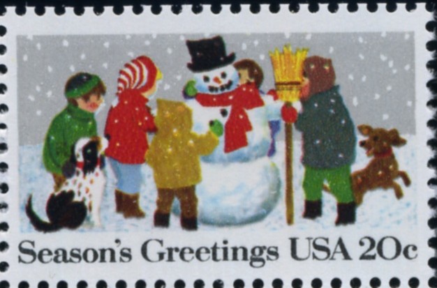 Scott 2028 20 Cent Christmas Stamp Snowman