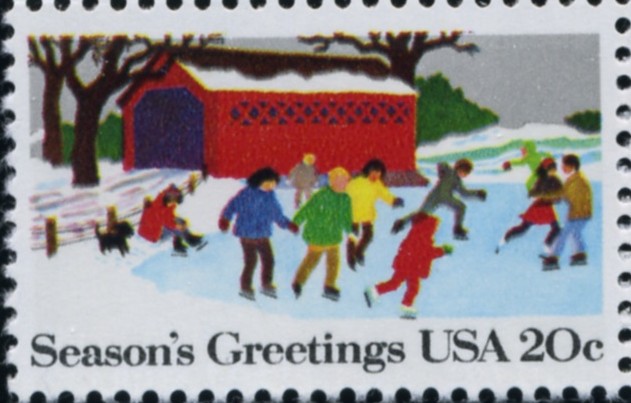 Scott 2029 20 Cent Christmas Stamp Ice Skating