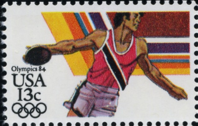 Scott 2048 13 Cent Stamp 1984 Summer Olympics Discus Thrower