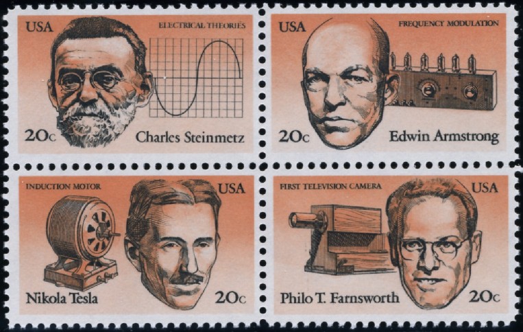 Scott 2055 to 2058 20 Cent Stamps Electromagnetism Scientists