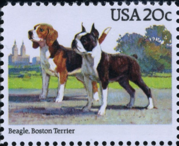 Scott 2098 20 Cent Stamp Beagle and Boston Terrier