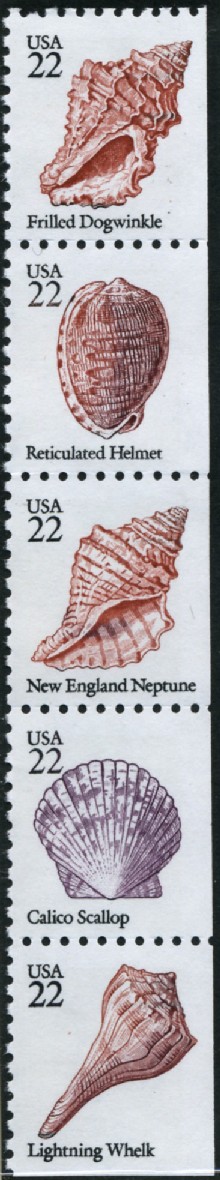 Scott 2117 to 2121 22 Cent Stamps Seashells