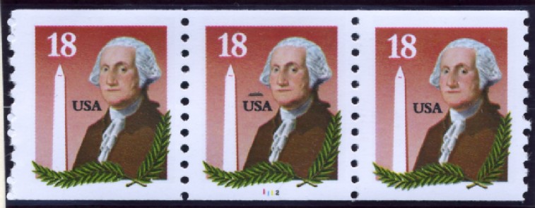 Scott 2149 18 Cent Coil Stamps George Washington Three