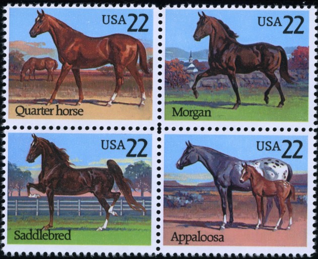 Scott 2155 to 2158 22 Cent Stamps Horses