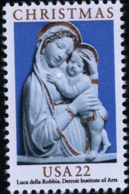 Scott 2165 22 Cent Christmas Stamp Madonna and Child by Luca Della Robbins