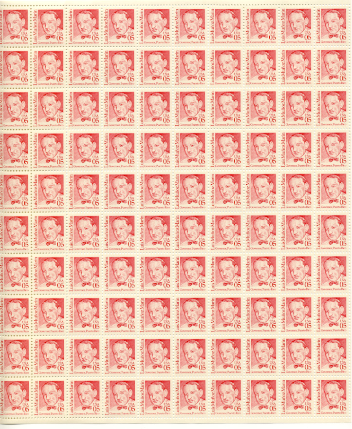 Scott 2173 Luis Munoz Marin 5 Cent Stamps Full Sheet
