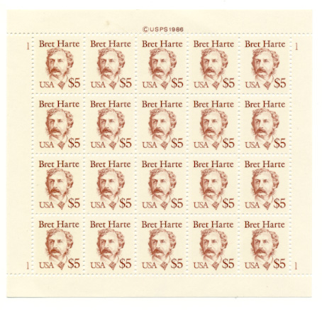 Scott 2196 5 Dollars Bret Harte Stamps Full Sheet