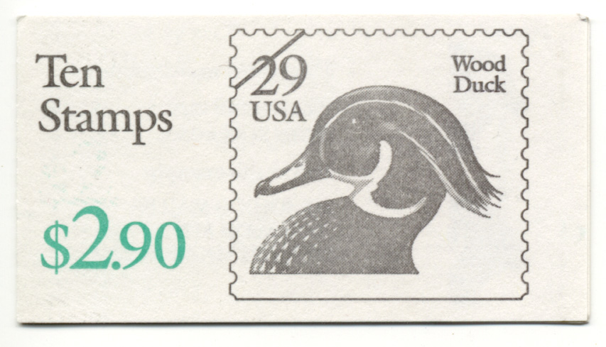 Scott 2484 Wood Duck Black Numerals 29 Cent Stamps Booklet of 10