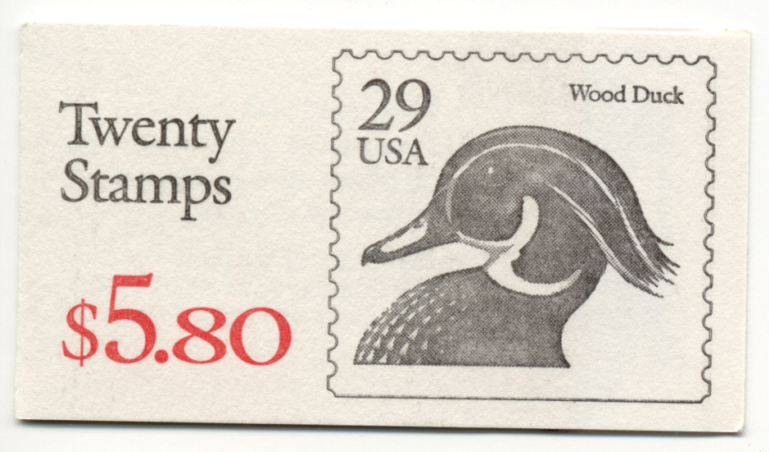 Scott 2484 Wood Duck Black Numerals 29 Cent Stamps Booklet of 20