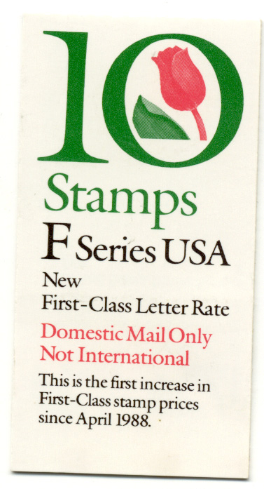 F and Flower 29 Cent Stamps Booklet of 10 Scott 2519
