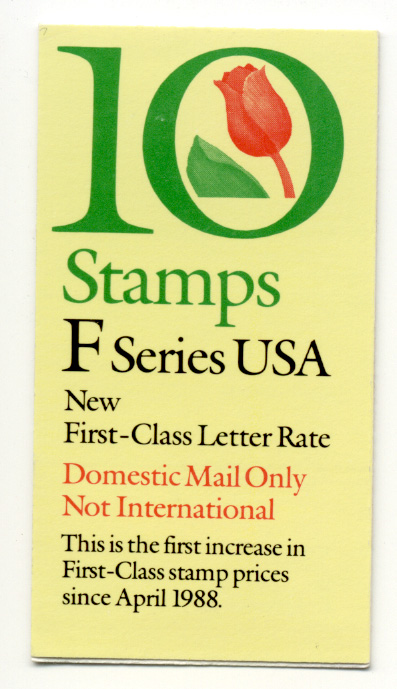 F and Flower 29 Cent Stamps Booklet of 10 Scott 2520