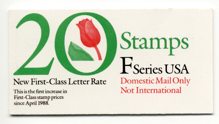 F and Flower 29 Cent Stamps Booklet of 20 Scott 2520
