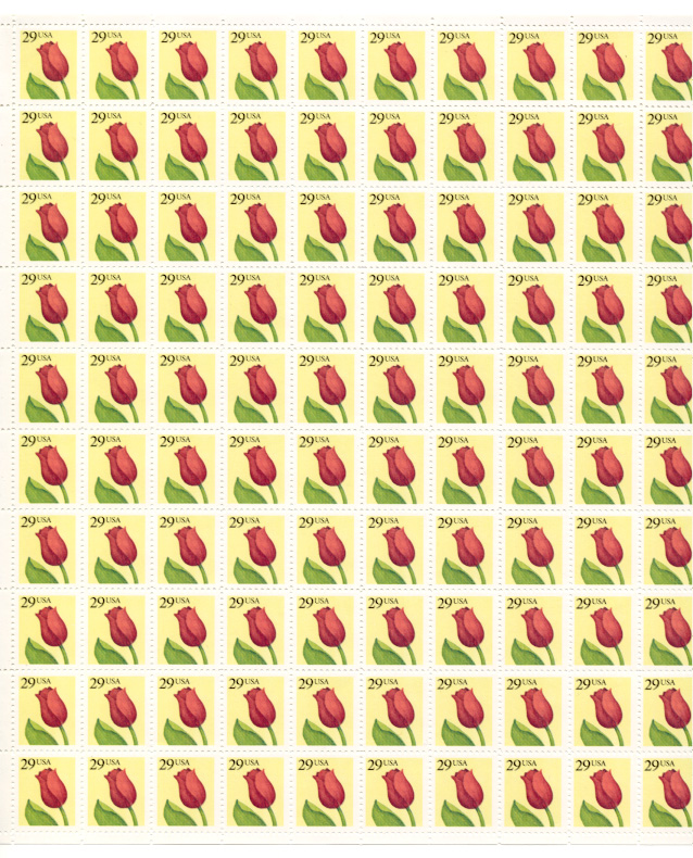 Tulip 29 Cents Stamps Full Sheet Scott 2524