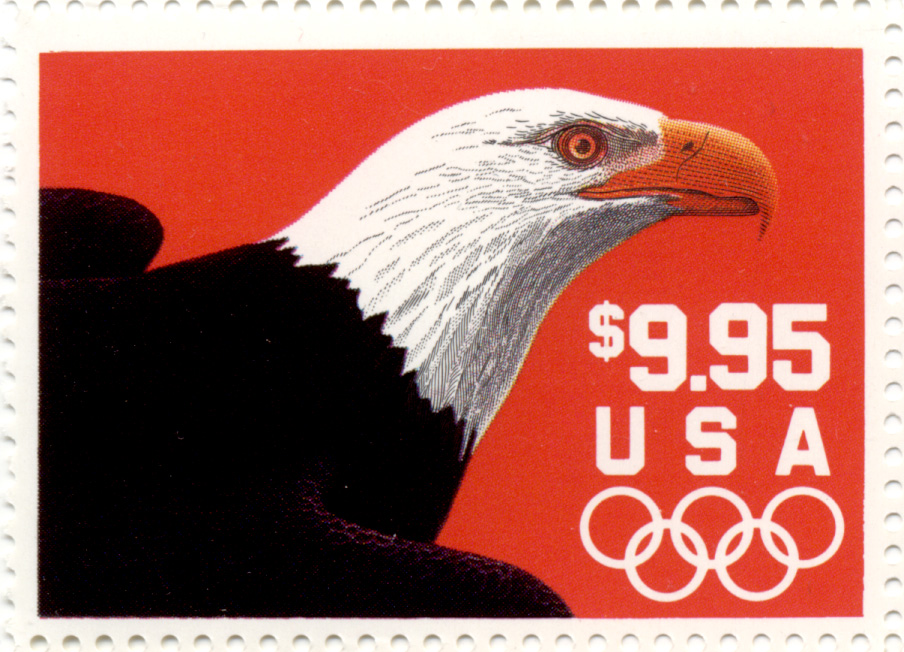 Eagle and Olympic Rings 9.95 Dollar Express Mail Stamp Scott 2541