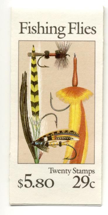 Fishing Flies 29 Cent Stamps Booklet of 20 Scott 2545 through 2549