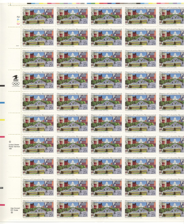 District of Columbia Bicentennial 29 Cents Stamps Full Sheet Scott 2561