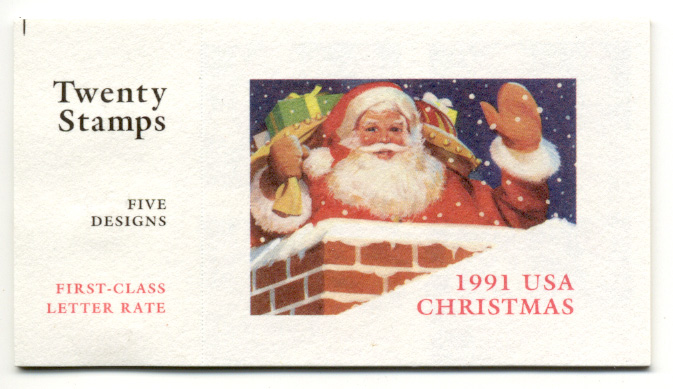 Christmas 1991 29 Cent Stamps Booklet of 20 Scott 2581 through 2585