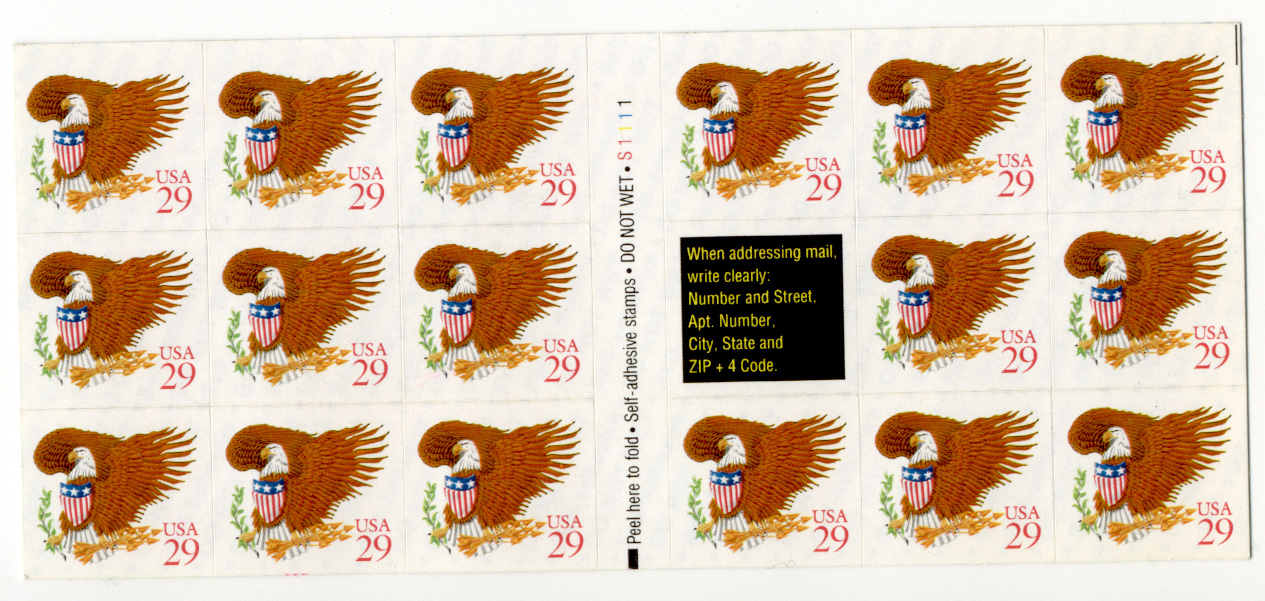 Eagle and Shield Red Numerals 29 Cent Stamps Pane of 17 Self Adhesive Scott 2597