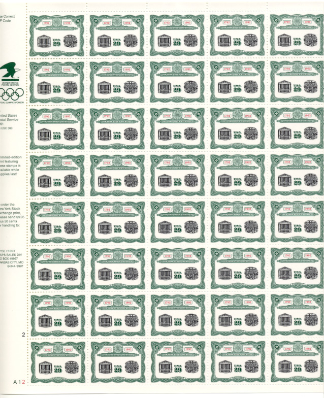 Scott 2630 New York Stock Exchange 29 Cents Stamps Full Sheet