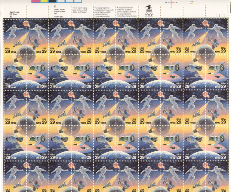 Scott 2631 through 2634 Space 29 Cents Stamps Full Sheet