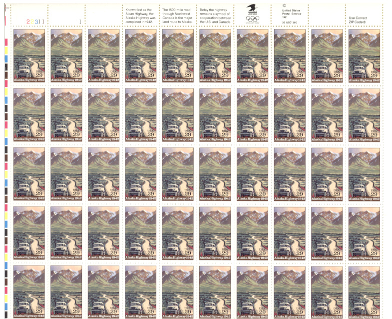 Scott 2635 Alaska Highway 29 Cents Stamps Full Sheet