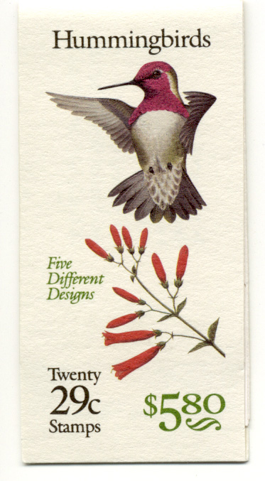 Scott 2642 through 2646 Hummingbirds 29 Cents Stamps Booklet of 20