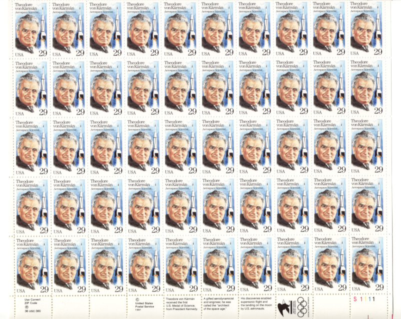 Scott 2699 Theodore von Karman 29 Cents Stamps Full Sheet