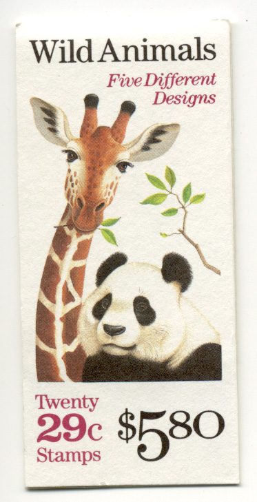 Scott 2705 through 2709 Wild Animals 29 Cent Stamps Booklet of 20