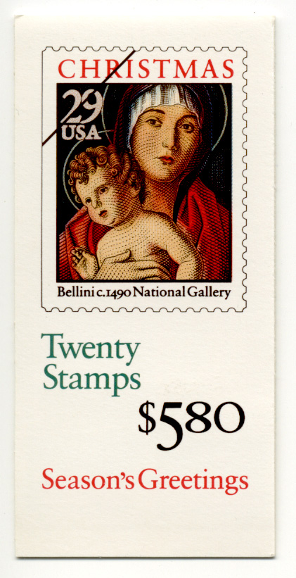 Scott 2710 Madonna and Child Bellini 29 Cent Christmas Stamps Booklet of 20