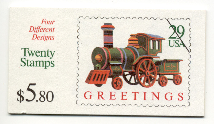 Scott 2715 through 2718 Christmas Greetings Toys 29 Cent Stamps Booklet of 20