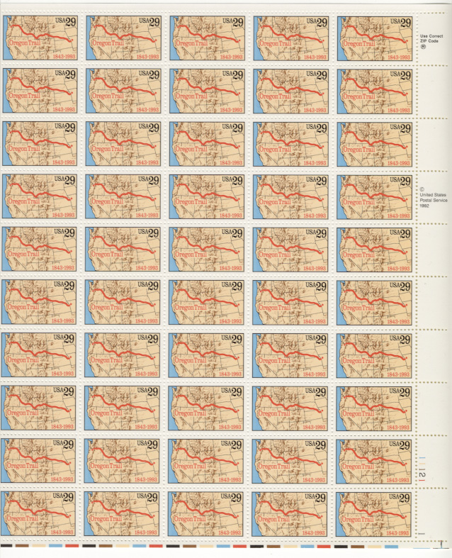 Scott 2747 Oregon Trail 29 Cents Stamps Full Sheet