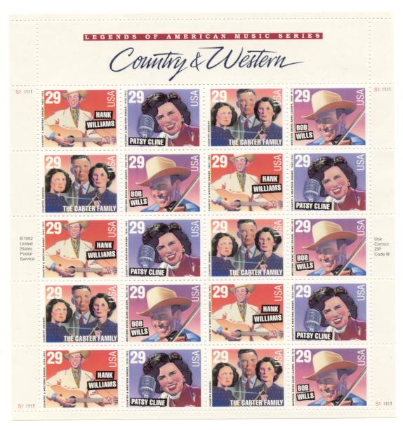 Scott 2771 through 2774 Country and Western 29 Cents Stamps Full Sheet
