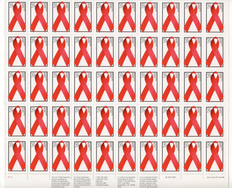 Scott 2806 Aids Awareness 29 Cents Stamps Full Sheet