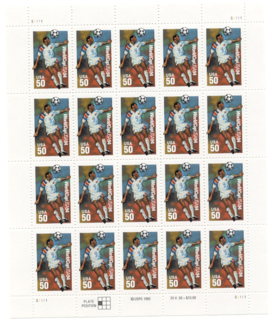 Scott 2836 World Cup Soccer 50 Cents Stamps Full Sheet
