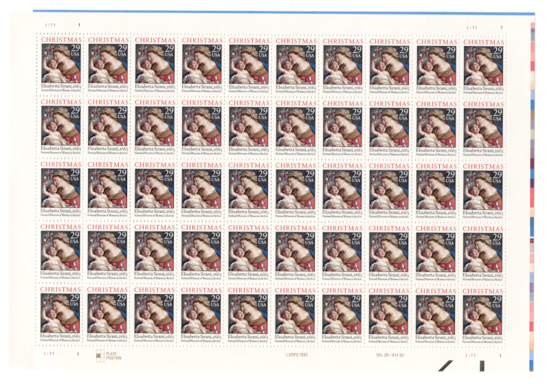 Scott 2871 Madonna And Child Sirani 29 Cents Christmas Stamps Full Sheet