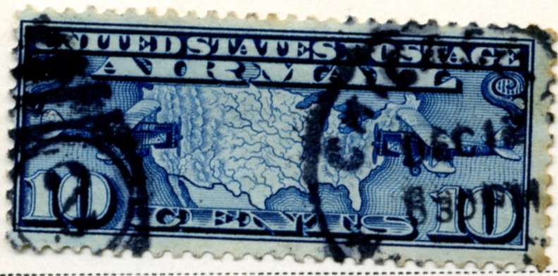 Scott C7 Biplanes and Map 10 Cent Airmail Stamp a