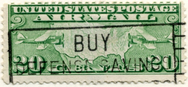 Scott C9 Biplanes and Map 20 Cent Airmail Stamp a