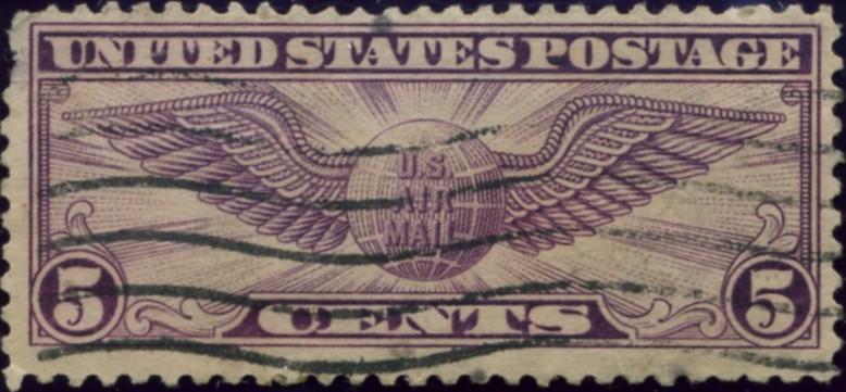 Scott C16 Winged Globe Rotary Press 5 Cent Airmail Stamp