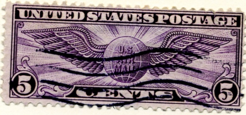 Scott C16 Winged Globe Rotary Press 5 Cent Airmail Stamp a