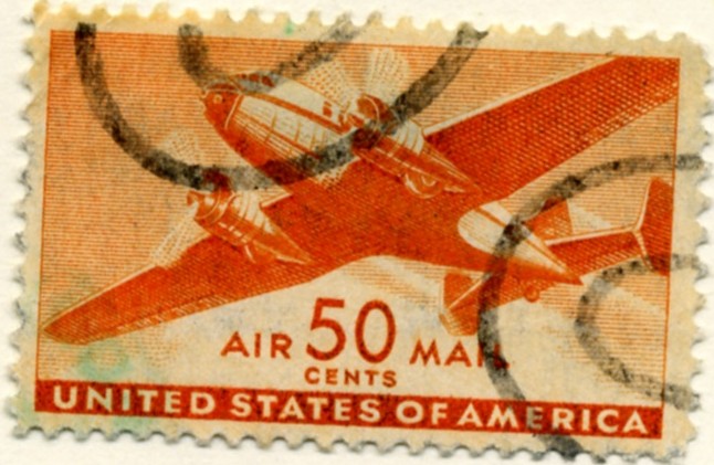 Scott C31 Orange Transport Plane 50 Cent Airmail Stamp a